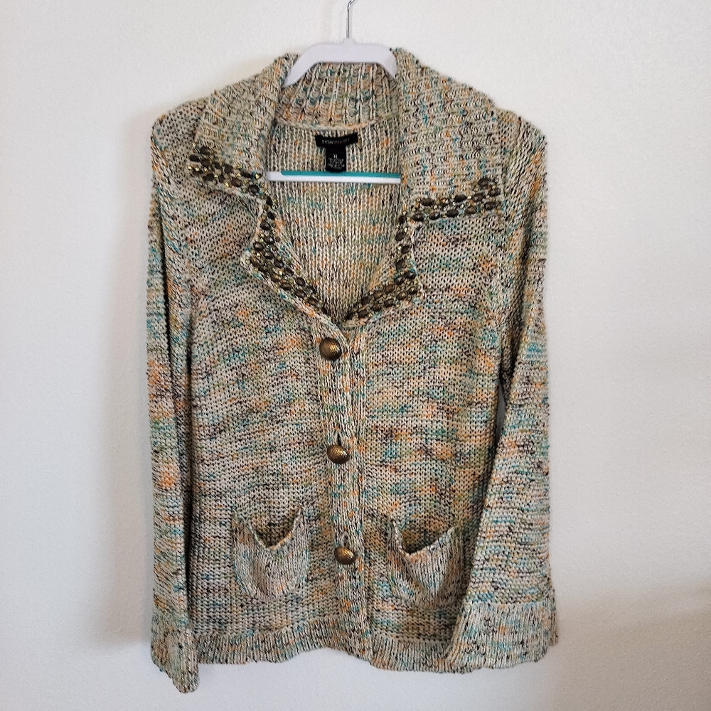 BCBGMax Azaria Multi color knit cardigan Size‎ XL Boho Y2K Cottagecore retro
